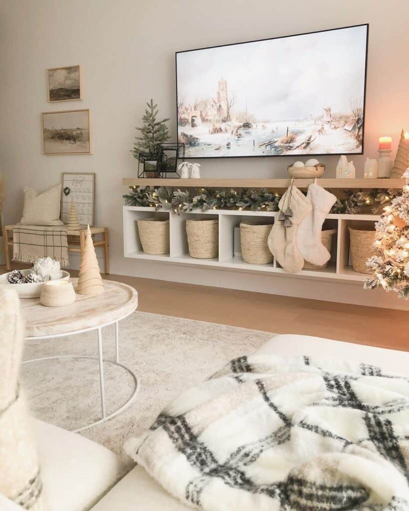 A Landscape Picture Above Christmas Décor