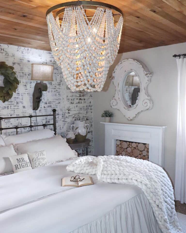 All-White Chandelier Bedroom