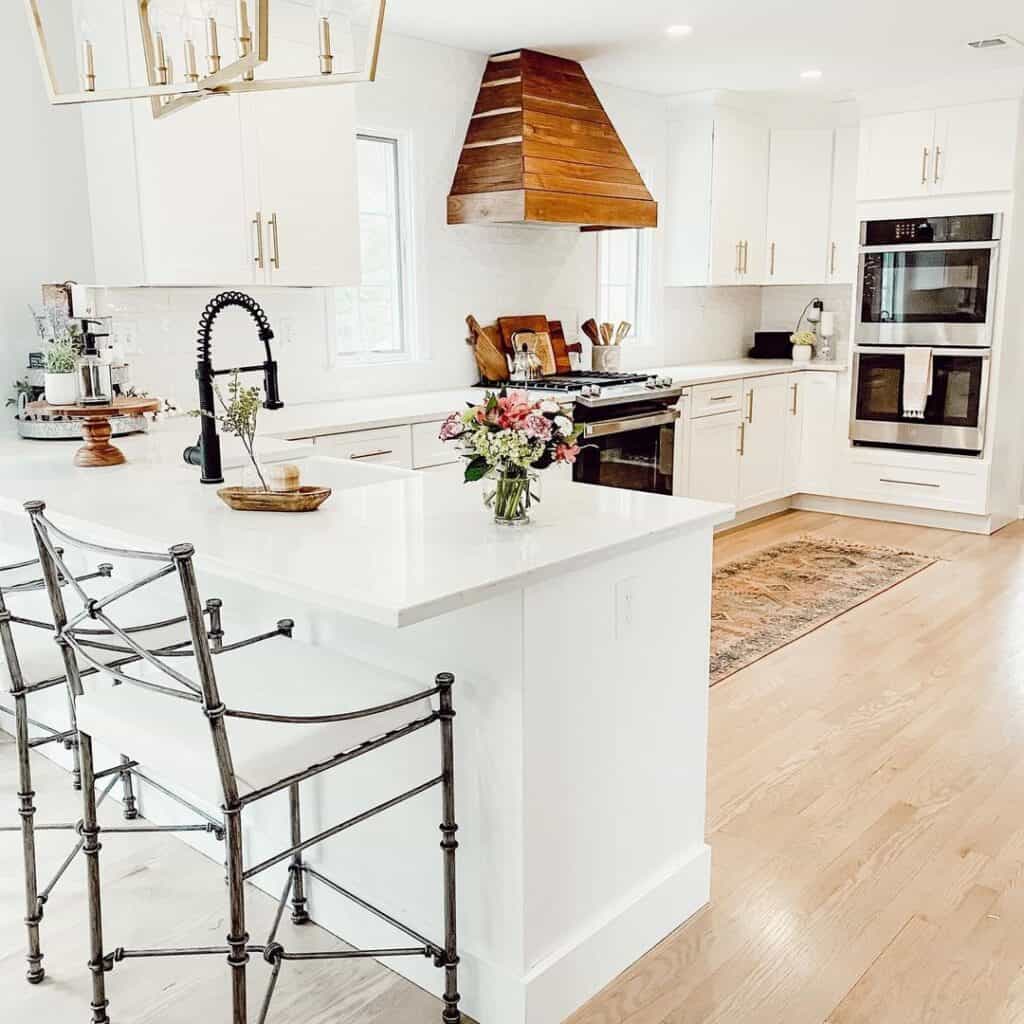 All White Kitchen with Wooden Accents