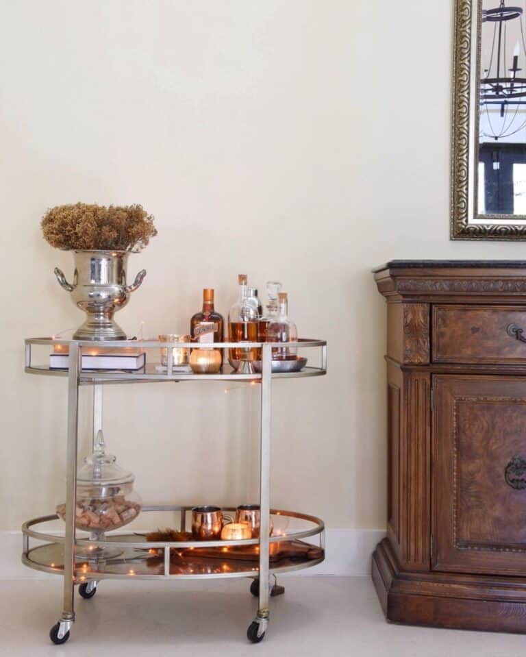 Amber-Themed Bar Car with Dried Flowers