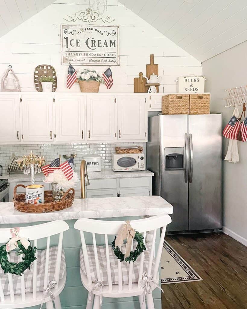 American Flags and a Farmhouse Kitchen Sign