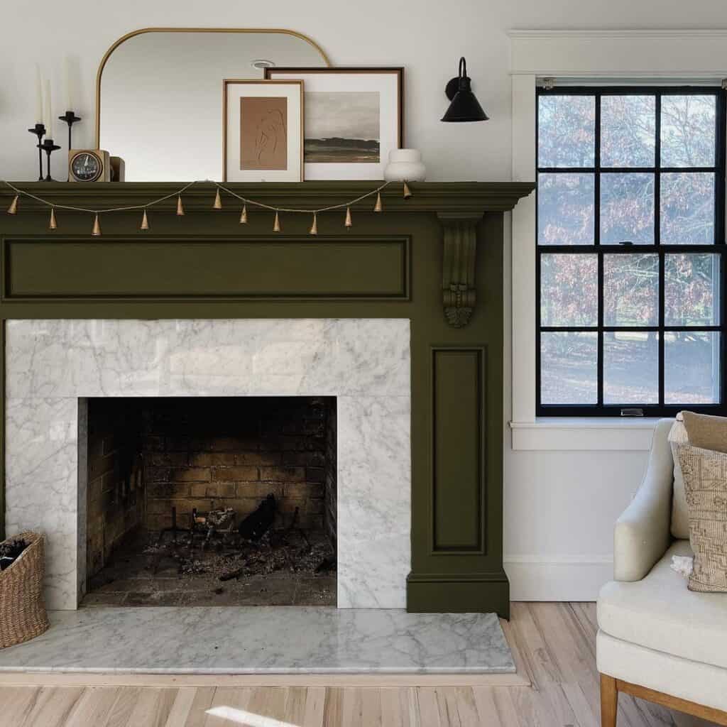 Antiqued Bronze Mantel with Gray Marble