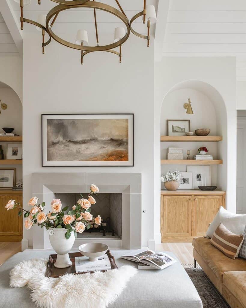 Arched Alcoves Filled with Neutral Shelf Décor