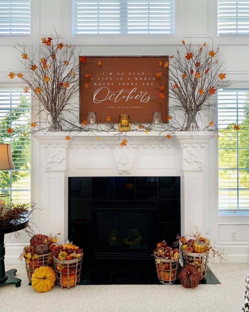 Autumn Inspired Fireplace Decor
