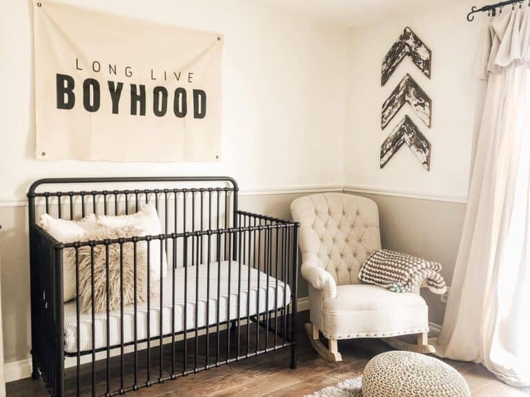 Baby Boy Room with Black Metal Crib