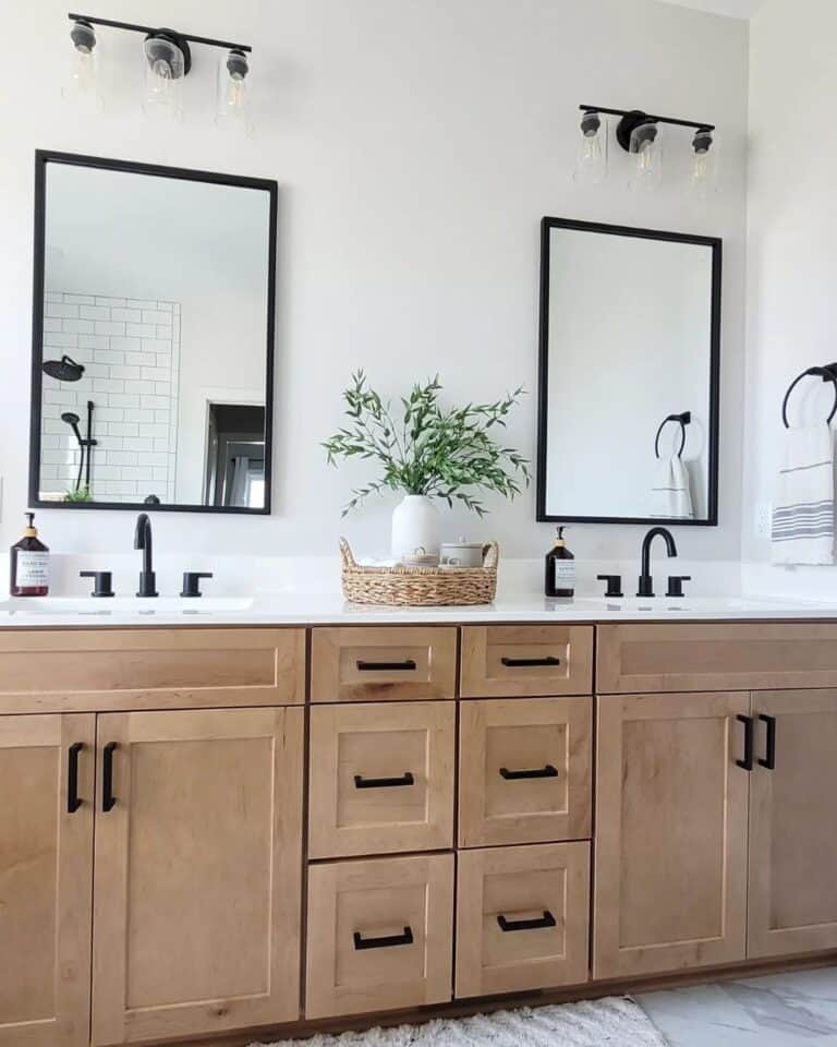 Bathroom Lighting Ideas Over Mirror with Black Accents