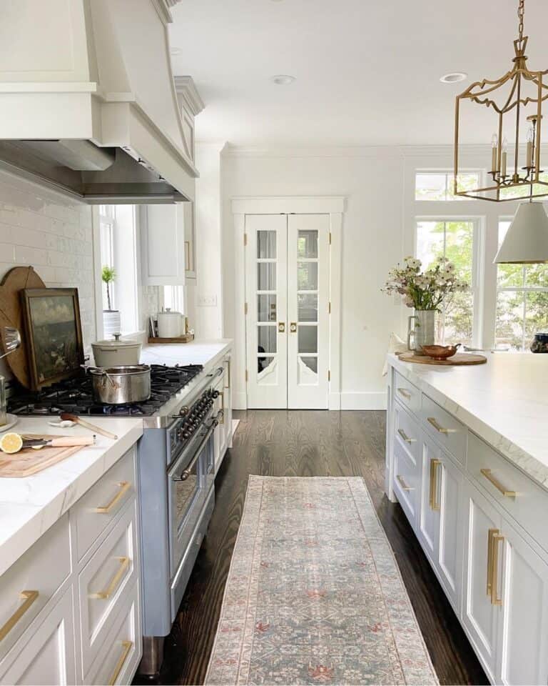Beautiful White Kitchen with Gold Accents