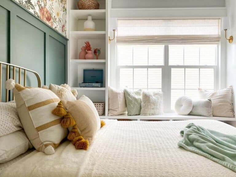 Bedroom with Green Board and Batten Accent Wall