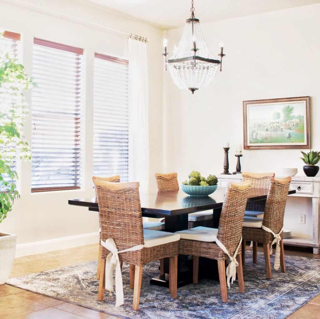 Black Crystal Beaded Chandelier in Dining Room