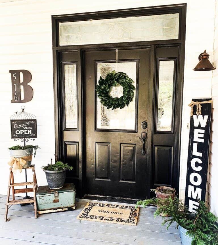 Black Farmhouse Front Door With Glass