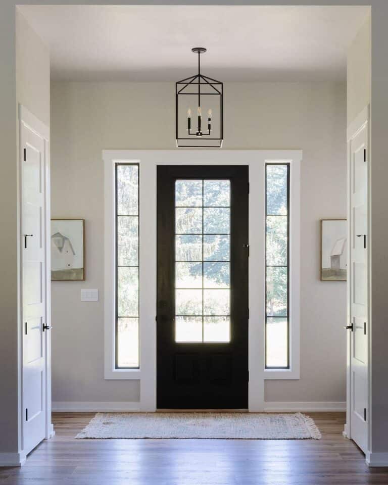 Black Farmhouse Front Door With Sidelights