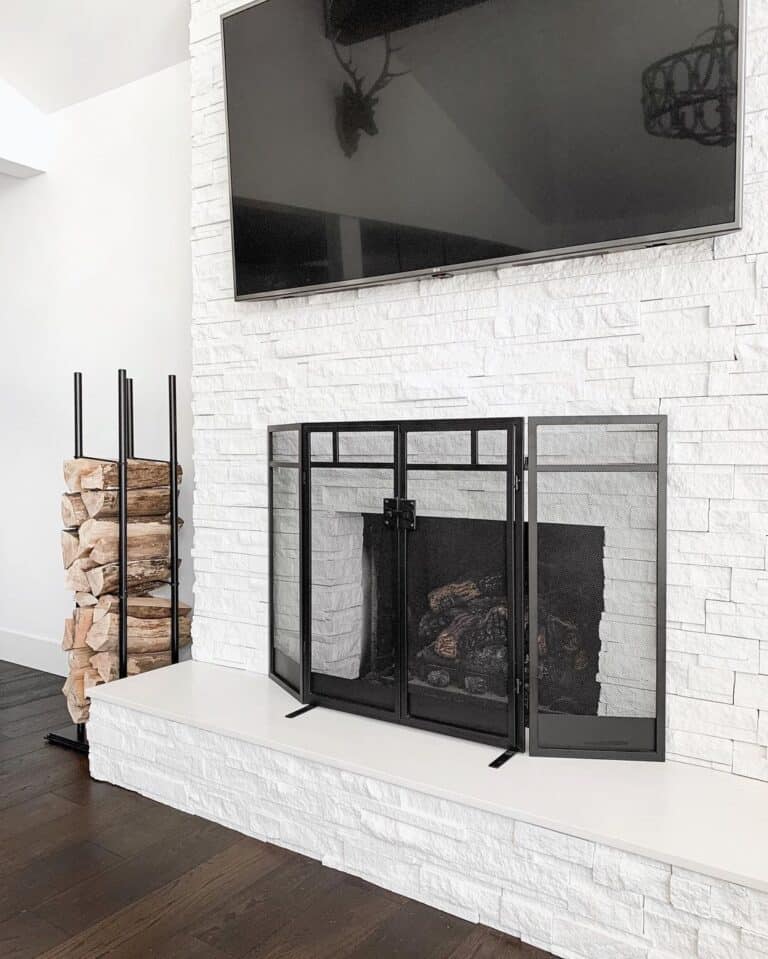 Black Fireplace Gates for White Brick Fireplaces