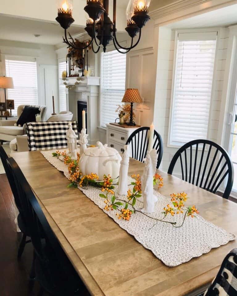 Black and White Dining and Living Room Combo