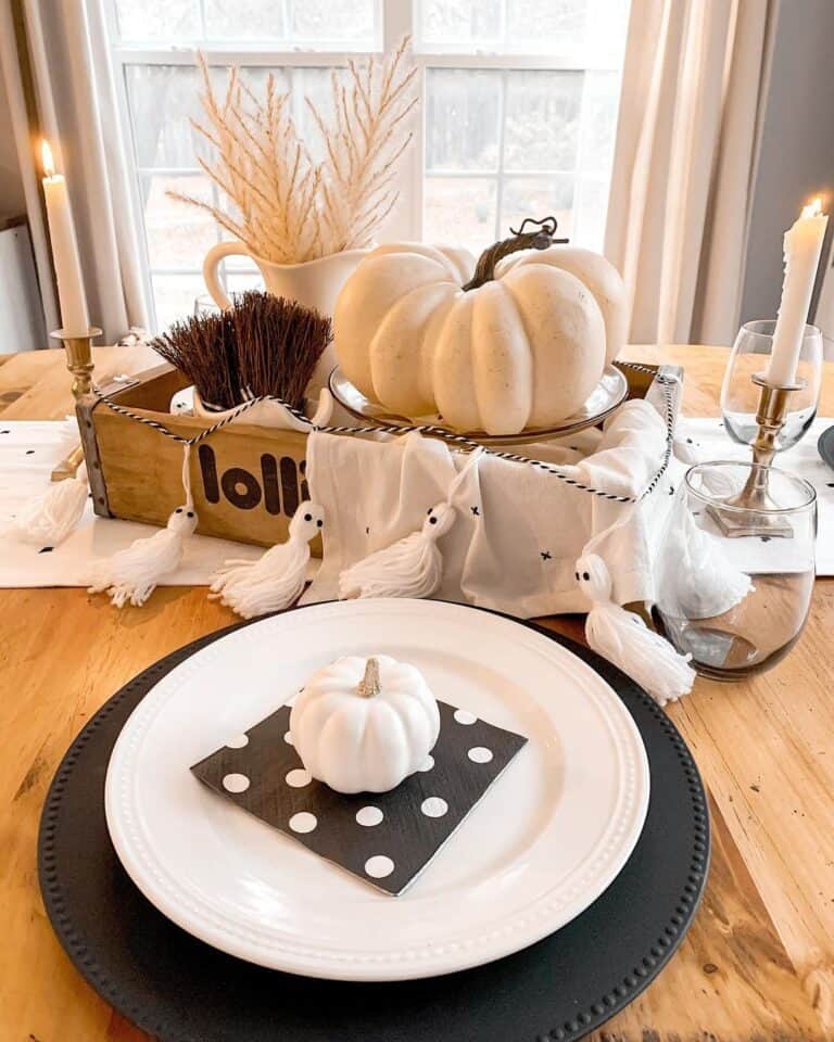 Black and White Halloween Table Setting