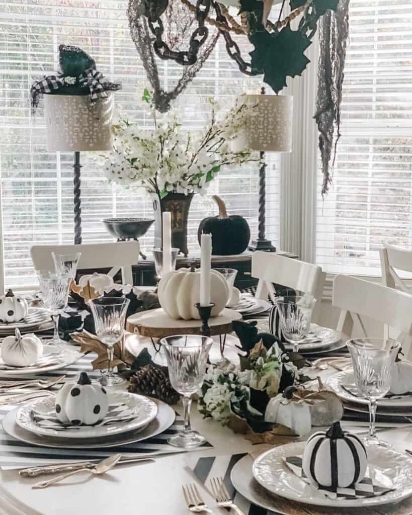 Black and White Halloween Tablescape