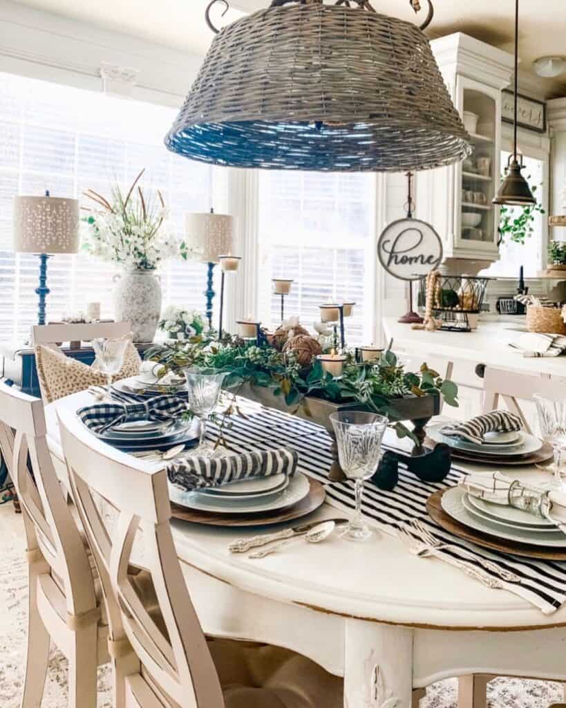 Black and White Oval Farmhouse Table