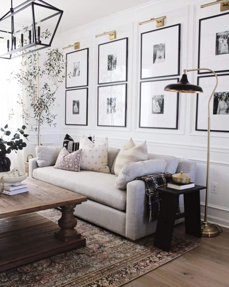Black and White Photo Wall in Living Room Soul & Lane