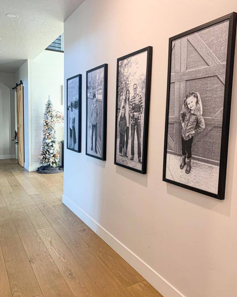 Black and White Picture Wall in Hallway
