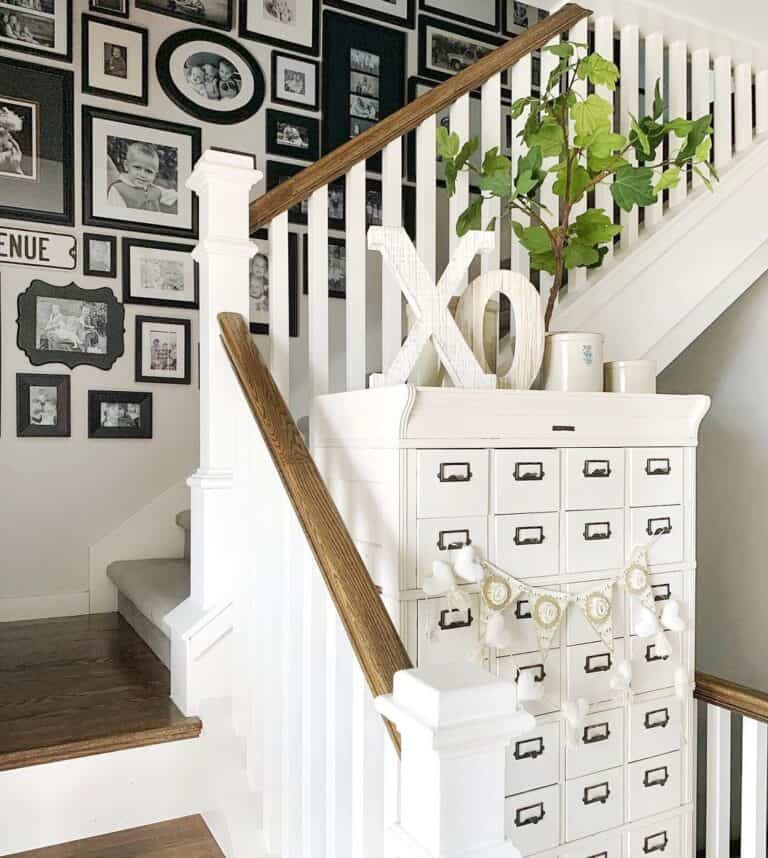 Black and White Staircase Photo Wall Collage