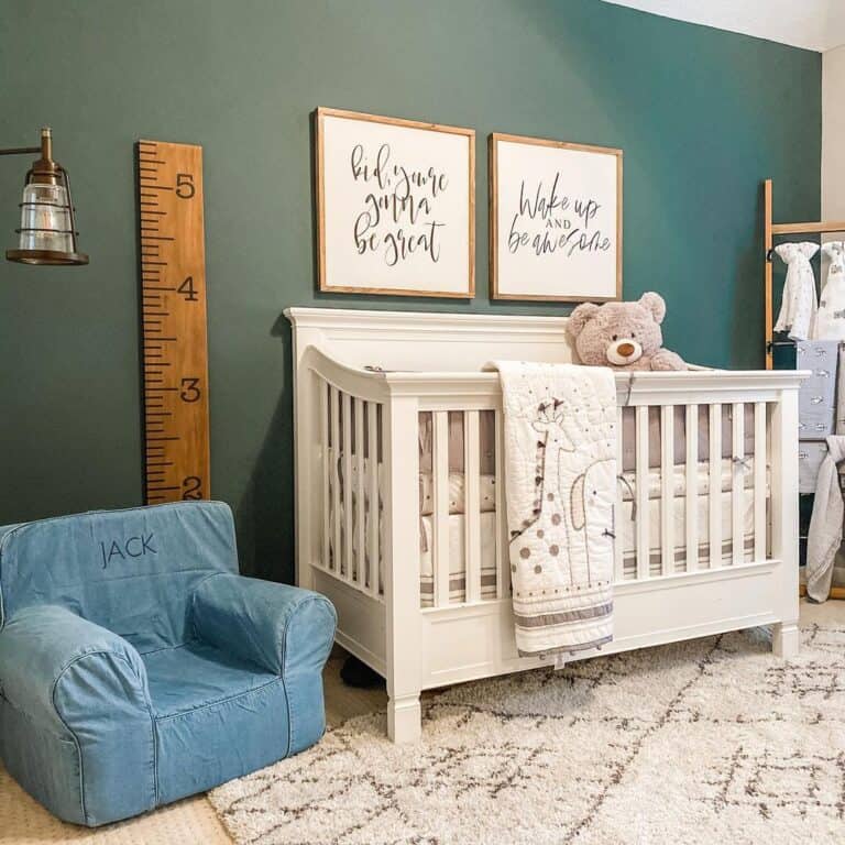 Boy Nursery with Green Accent Wall