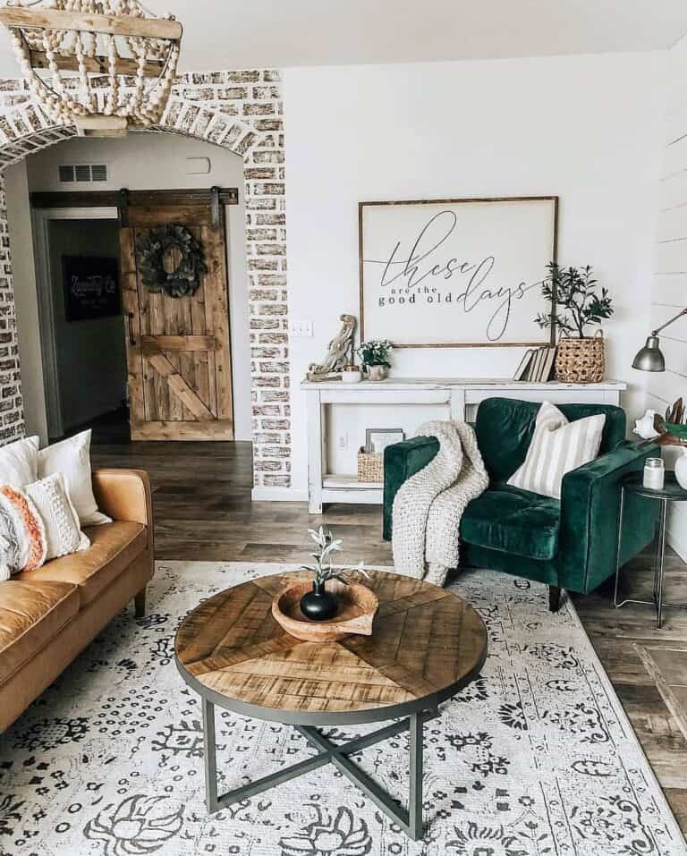 Brick Arch Accent in Modern Living Room