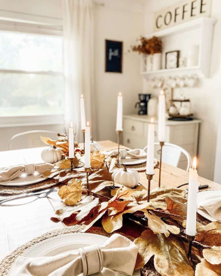 Brown and White Fall Dining Room