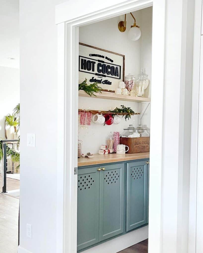 Butler's Pantry with Teal Cabinets