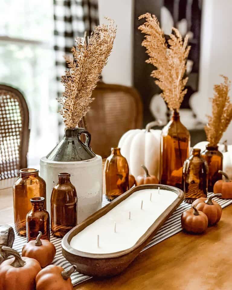 Candle Centerpiece with Amber Vases