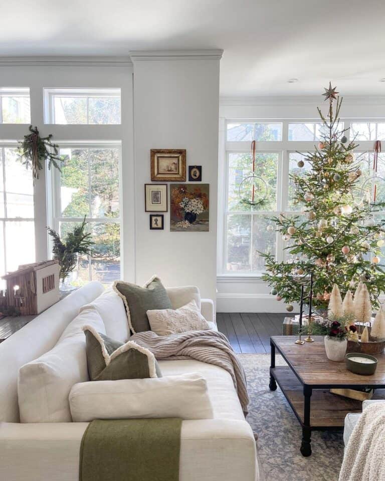 Christmas Décor in Well Lit Living Room