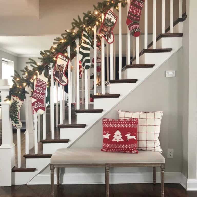 Christmas Stairwell with Neutral Bench
