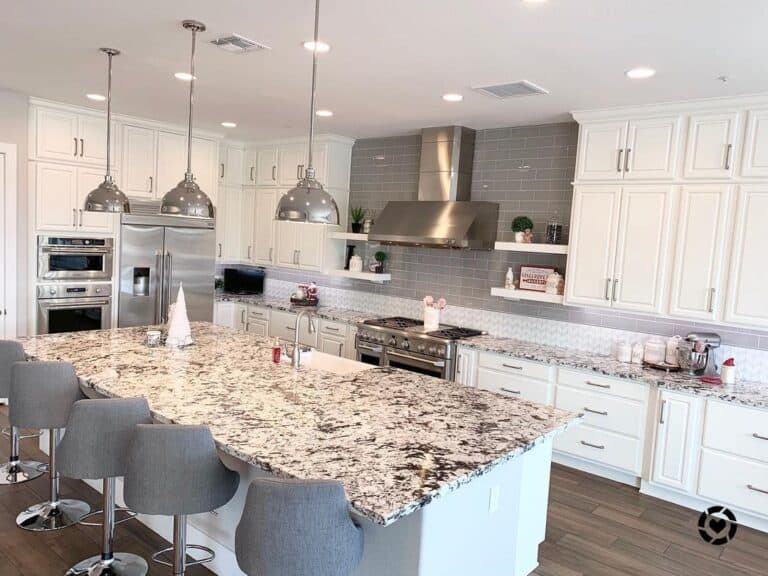 Chrome Modern Kitchen Lighting Over Island