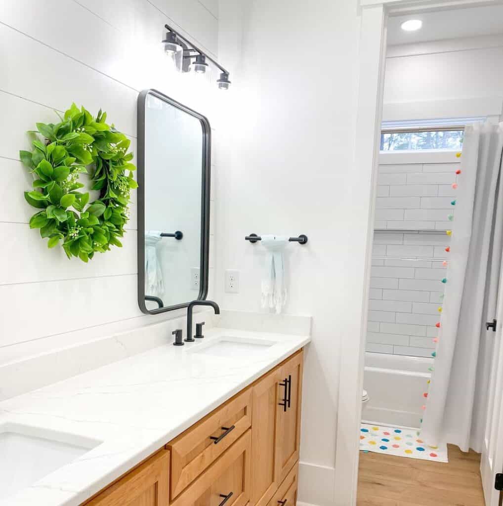 Colorful Accents and Shower Window Ideas