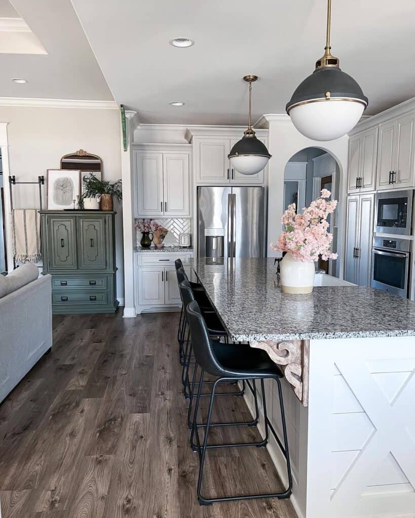 Contemporary Modern Kitchen Island Lighting and Corbels