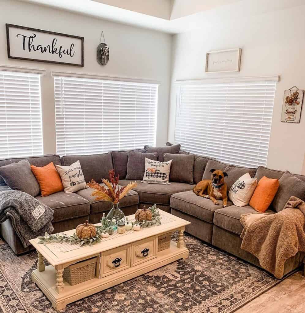 Cozy Corner Couch with Throw Cushions