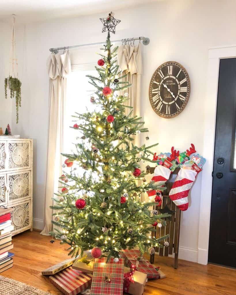 Cozy Corner with Tree and Striped Stockings