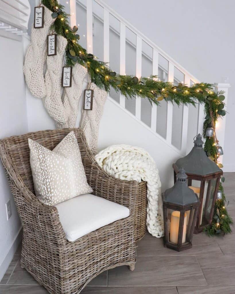 Cozy Lanterned Corner in Front of Staircase