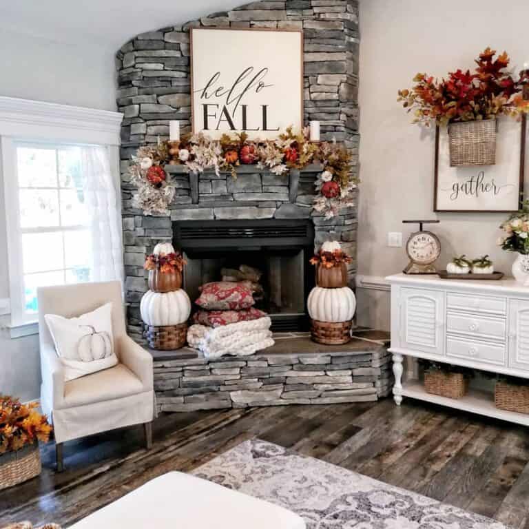 Cream Décor with Orange Fall Decorations