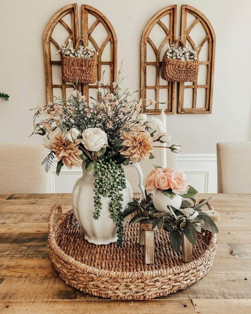 Decorative Tray with Flower Centerpieces