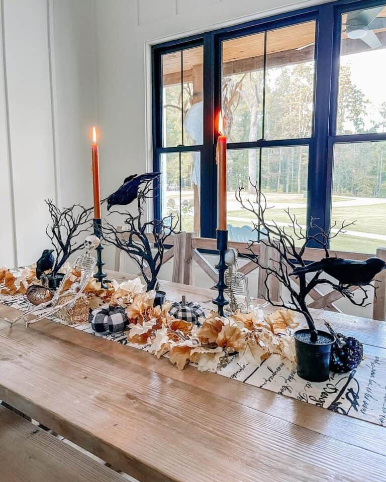 Dining Room Halloween Raven Decorations