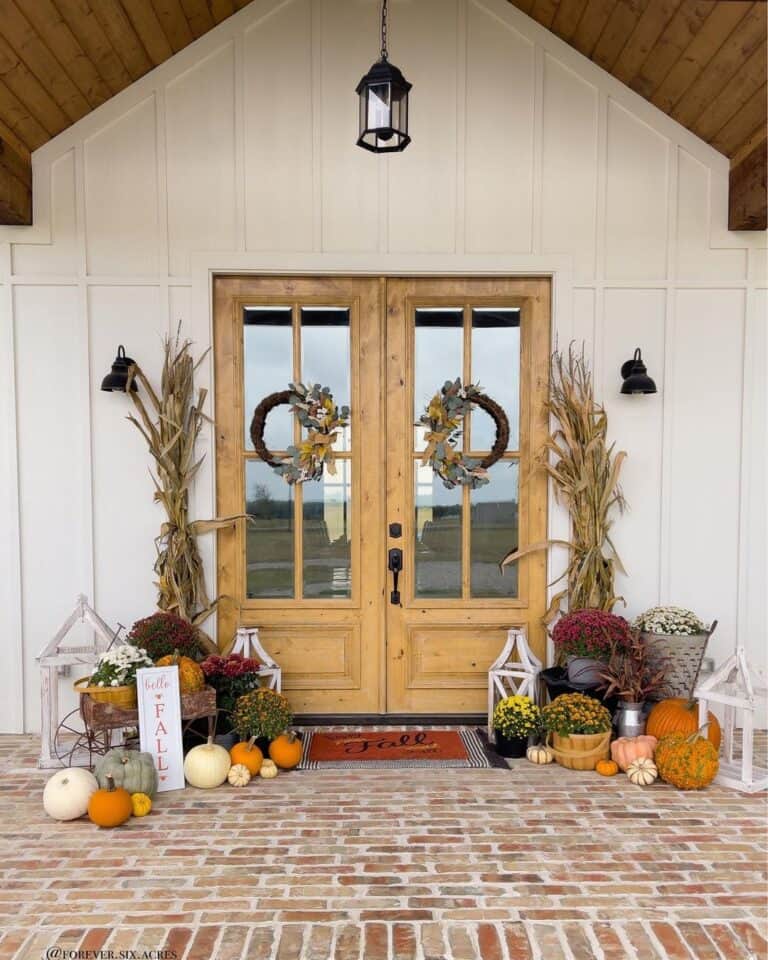 Double French Doors with Fall Accessories
