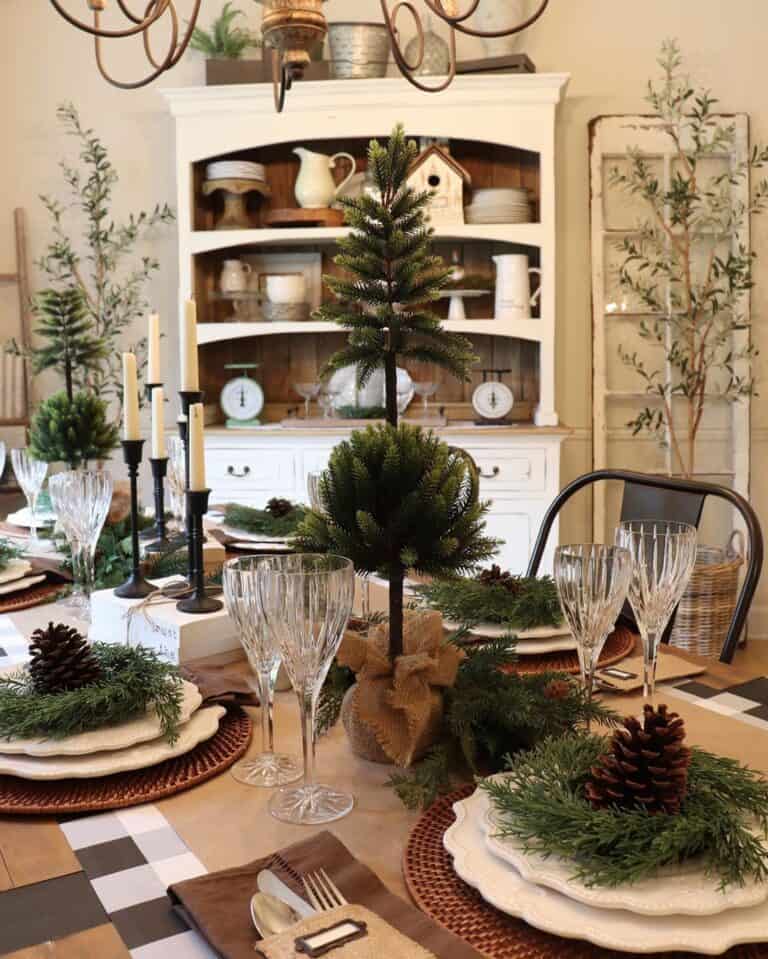 Earth-Toned Tablescape with Pine Decor