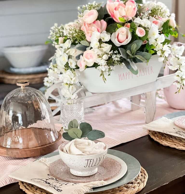 Easter Centerpiece with Pink and White Flowers