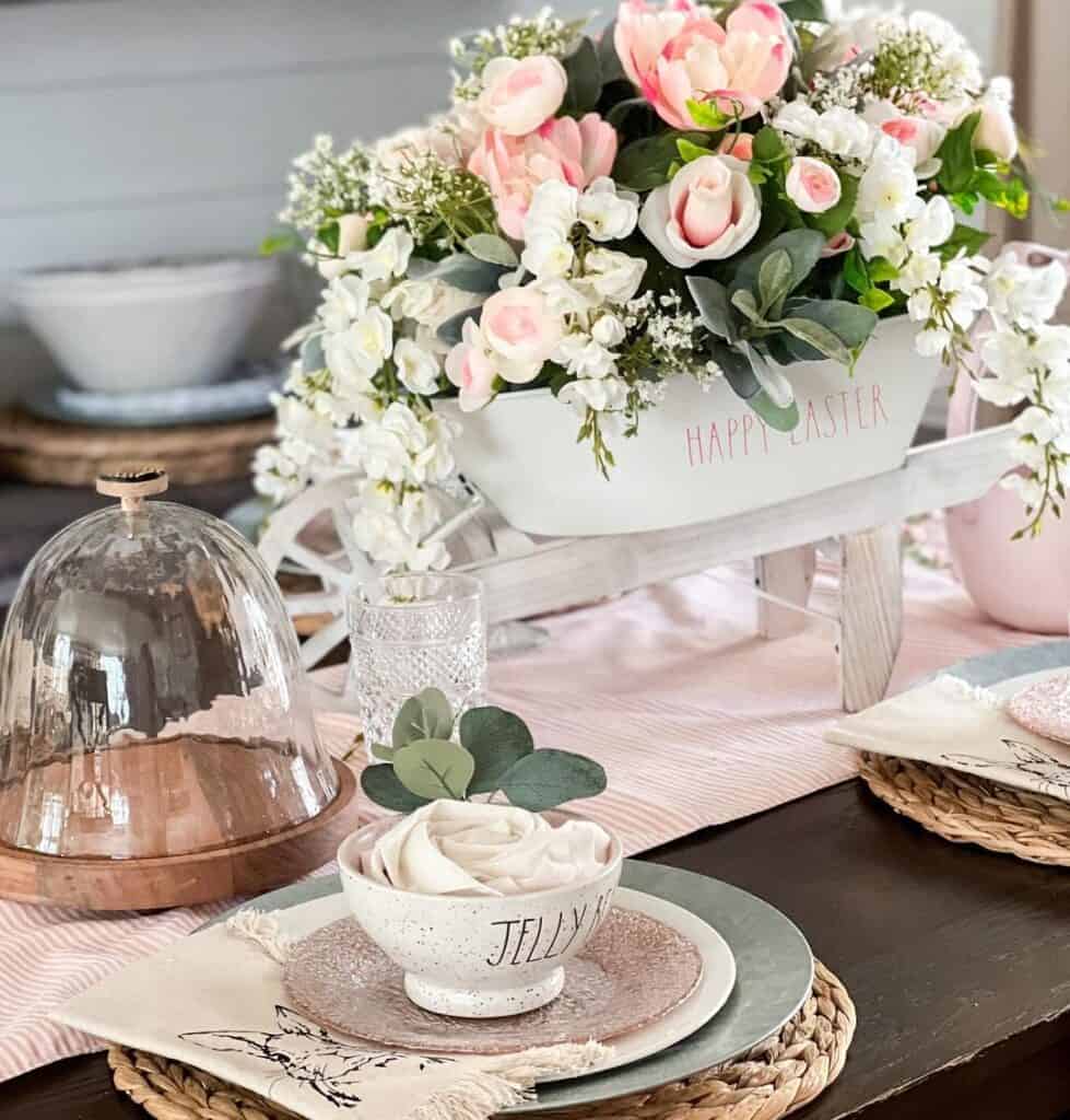 Easter Centerpiece with Pink and White Flowers