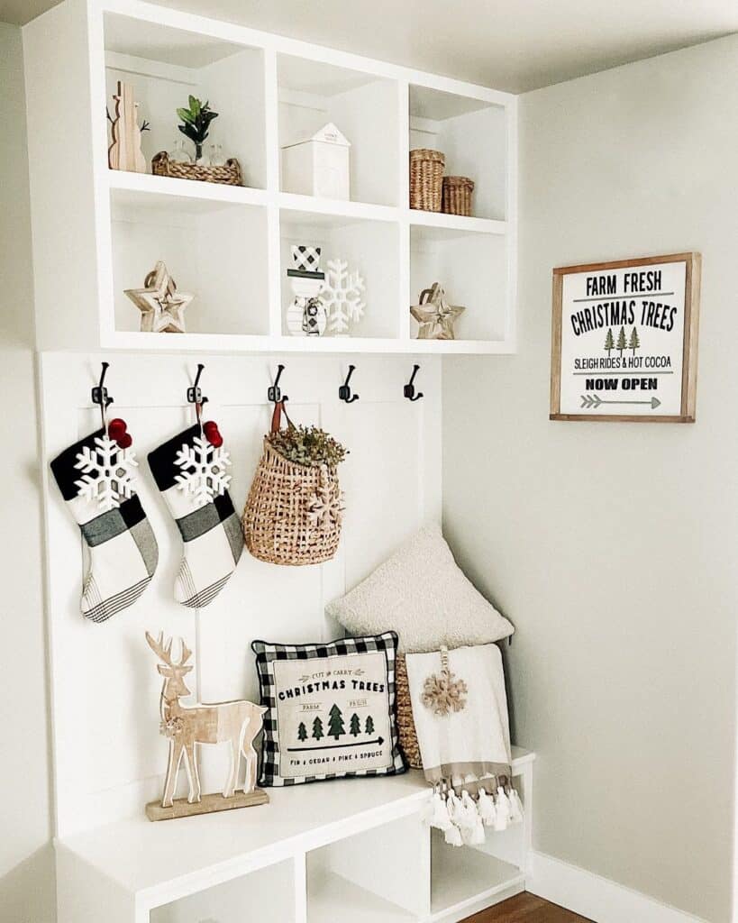 Entryway Nook with Checked Stockings