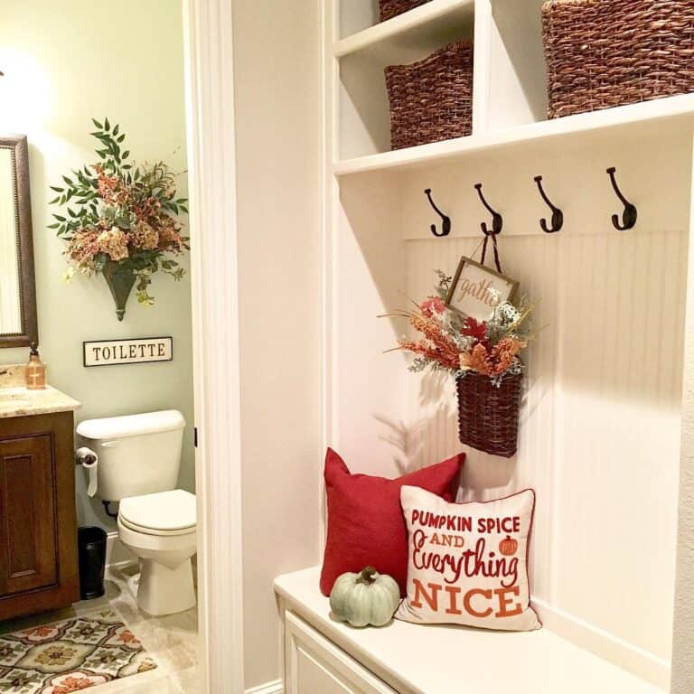 Fall Color Accents in Powder Room