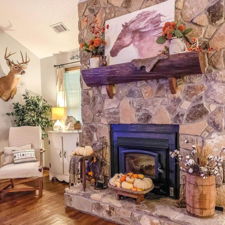 Fall-Decorated Farmhouse Living Room