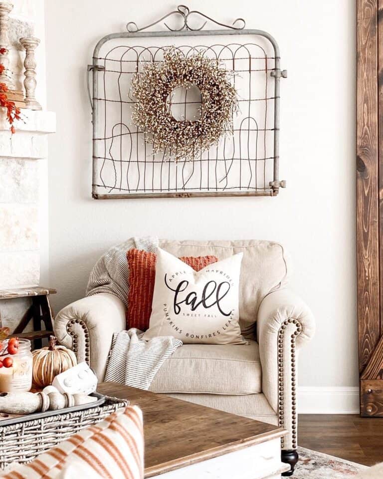 Fall Wreath on Vintage Frame Decor