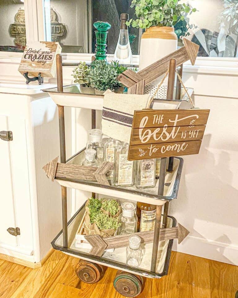 Farmhouse Bar Cart Decor