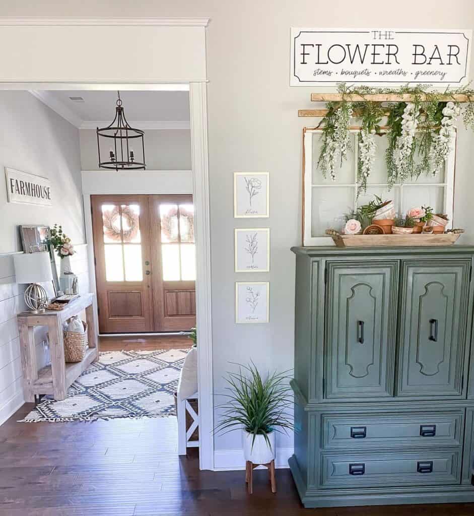 Farmhouse Florals Styled Entryway