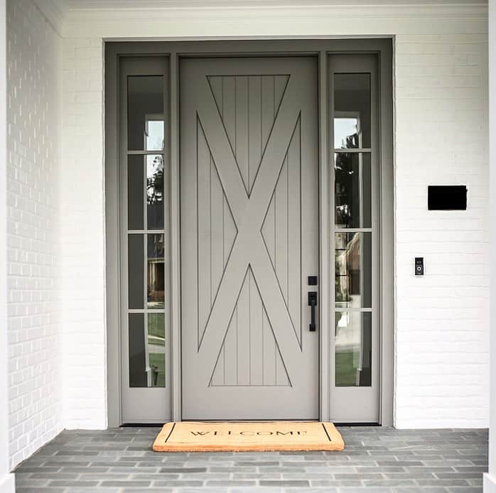 Farmhouse Front Door Ideas with Welcome Mat